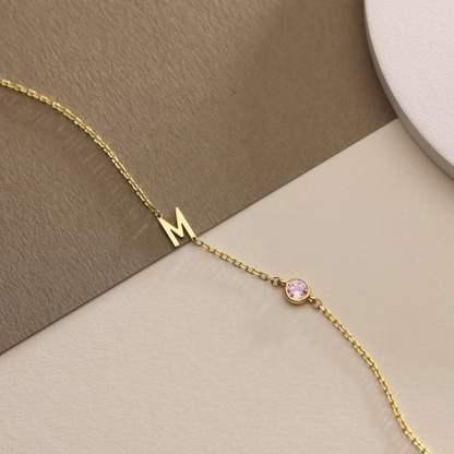 💎誕生石イニシャルブレスレット
