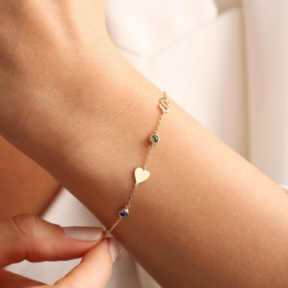 💎誕生石イニシャルブレスレット