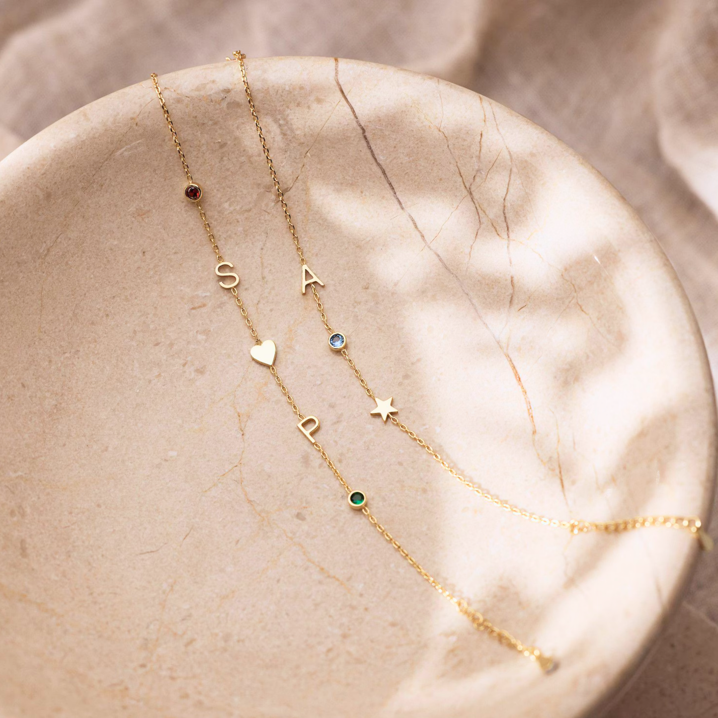 💎誕生石イニシャルブレスレット