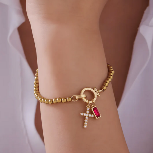 クロスチャーム誕生石ブレスレット