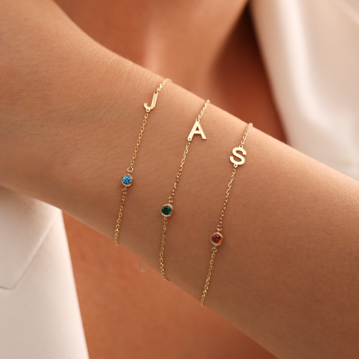 💎誕生石イニシャルブレスレット